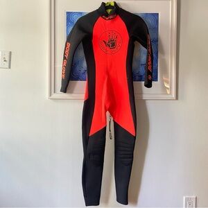 Vintage Body Glove Juniors Wetsuit 2X/14 3/2 mm Full Length Surf Black Orange